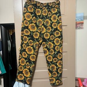 Sunflower Print Women's Pants